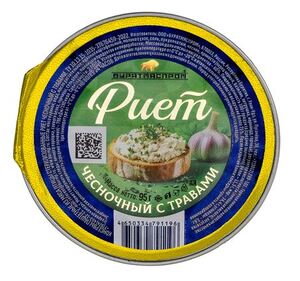 Риет из мяса птицы "Бурятмяспром" Чесночный с травами ТУ (ламистер) 95г.*20
